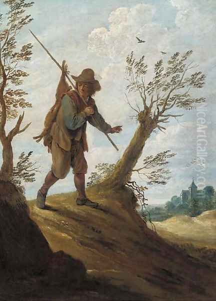 A landscape with a hunter returning with his game - view 1