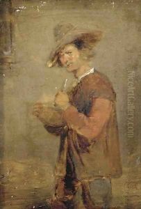 A peasant in an interior by David The Younger Teniers