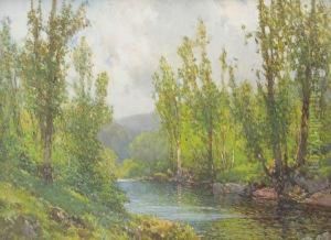 On The River, Near Okehampton by Frederick John Widgery