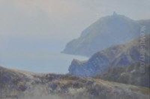 Coastal Scene At Woody Bay by Frederick John Widgery