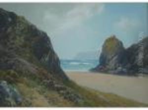 Bedruthan Steps, West Newquay by Frederick John Widgery