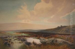 West Country View With Rocks Near A Pool Of Water by Frederick John Widgery
