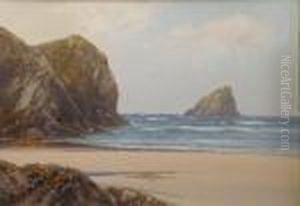A Cornish Coastal Scene by Frederick John Widgery