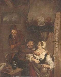 Amorous peasants in an interior by David The Younger Teniers