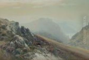 "the Shepherd's Cottage, Doone Valley" And "valley Of Rocks,lynton" by Frederick John Widgery