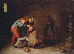 Boors brawling in a tavern