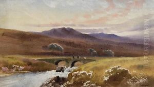 Figures On A Bridge With Fur Tor And Cut Hill In The Distance Figures On A Bridge With Fur Tor And Cut Hill In The Distance