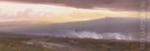 Burning The Gorse And Heather, Near Tor Cleave, Dartmoor by Frederick John Widgery