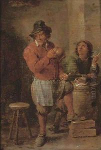 Boors smoking in a tavern