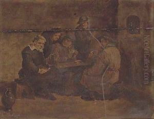 Card players in an interior by David The Younger Teniers
