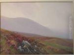 Britishschool, Highland Landscape With Cattle by Frederick John Widgery