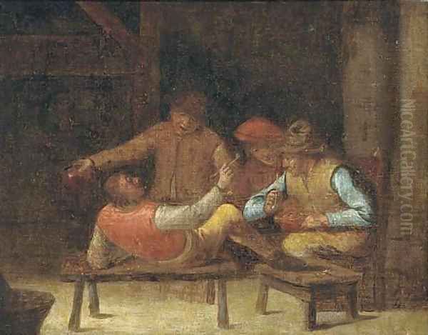 Figures jesting in an interior - view 1