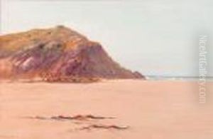 A Rocky Beach Scene by Frederick John Widgery