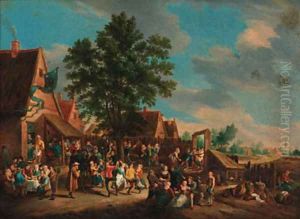 Peasants dancing and merrymaking before an inn