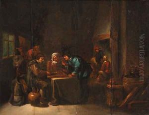 Peasants playing backgammon in an interior 2
