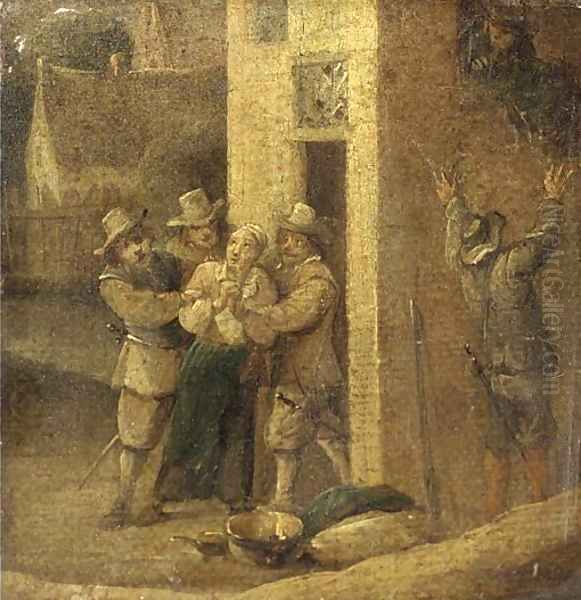 Soldiers looting a village - view 1