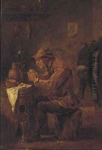 A peasant smoking in a tavern