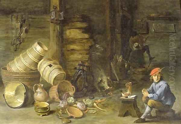 A young man filling a pipe in an interior - view 1