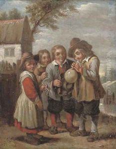 Children blowing a bladder