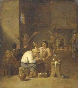 Peasants smoking and drinking in a tavern 4