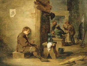 Peasants smoking and drinking in a tavern