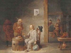 Peasants smoking and drinking in a tavern 3