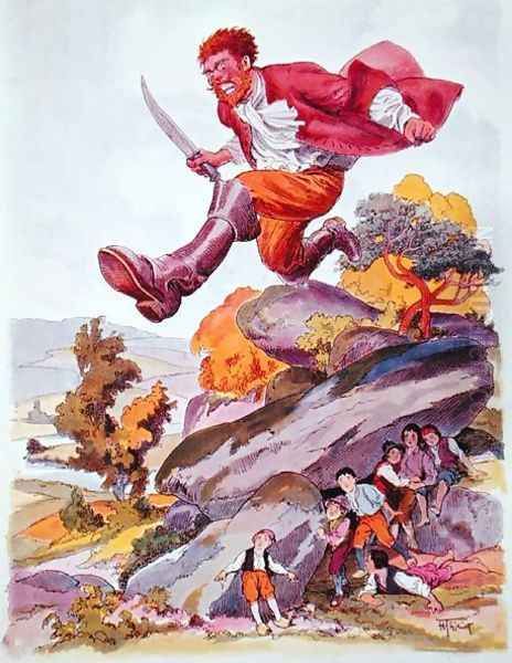 The Ogre searching for Tom Thumb and his brothers, illustration for Charles Perrault fairy tales, edition L. Martinet - view 1