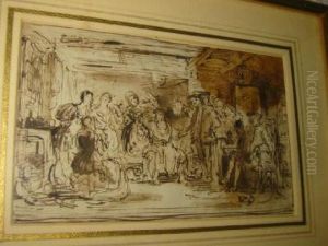 Interior With Figures, Pen Sketch Interior With Figures, Pen Sketch