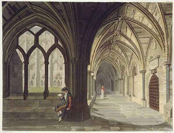 South East Angle of the Cloisters, plate T from Westminster Abbey, engraved by J.R. Hamble fl.1775-1825 pub. by Rudolph Ackermann 1764-1834 1812 - view 1
