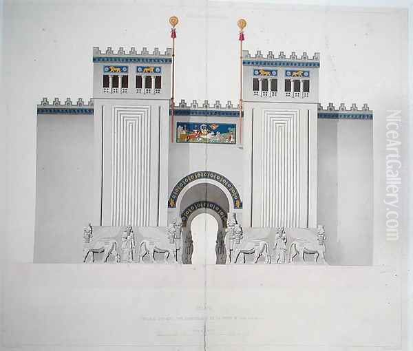 Reconstruction of the entrance of the palace of Sargon II 721-705 BC at Khorsabad, Iraq, 1867 - view 1