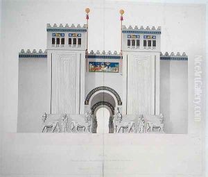 Reconstruction of the entrance of the palace of Sargon II 721-705 BC at Khorsabad, Iraq, 1867 by Thomas, Felix