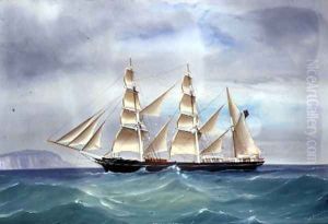 The Steam Yacht Emily Chapman in full sail, 1877 by de Simone Tommaso