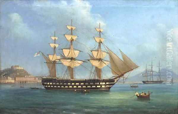H.M.S. Cressy lying at anchor off Naples - view 1