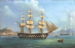 H.M.S. Cressy lying at anchor off Naples by de Simone Tommaso