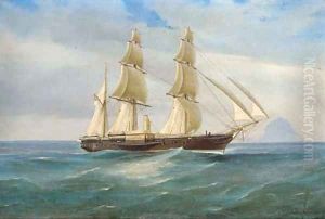 A British naval paddle sloop off Stromboli by de Simone Tommaso