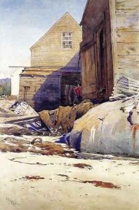 Fish Houses and Beach by Samuel Triscott
