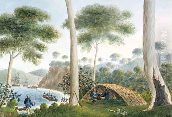 Native Hut or Wigwam of Adventure Bay, Van Diemans Land, 1792 - view 1