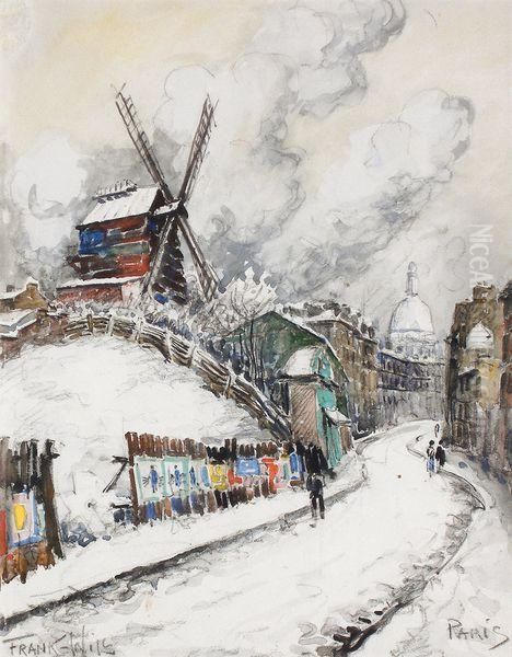 Montmartre Le Moulin De La Galette Et Le Sacre Cur. by Frank Will