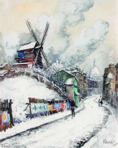 Paris, Le Moulin De La Galette Et Le Sacre-cur. by Frank Will
