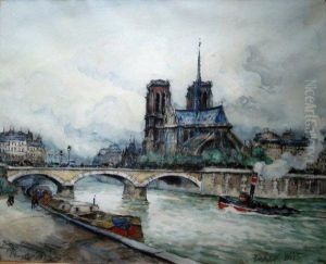 La Seine Et Le Chevet De Notre-dame by Frank Will
