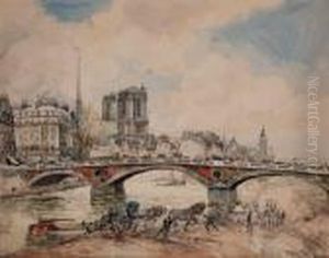 Vue Du Pont Louis-philippe A Paris Avec La Cathedrale Notre-dame A L'arriere-plan by Frank Will