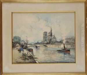 Vue Du Chevet De Notre Dame De Paris Et Du Pont De L'archeveche by Frank Will