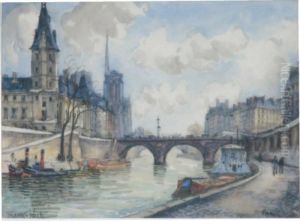 Promeneurs Sur Les Quais Pres De Notre-dame