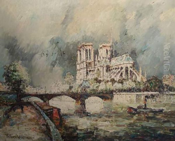 Le Pont De L'archeveche Et Notre Dame, Paris - view 1