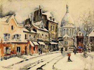 La Place Du Tertre Sous La Neige by Frank Will