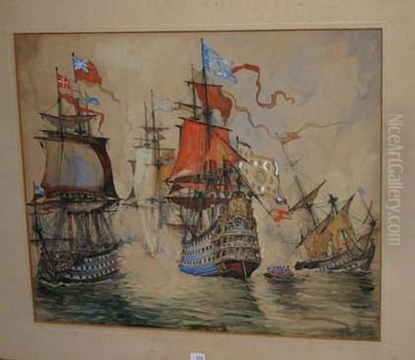 Combat Naval Au Xviieme Siecle. - view 1