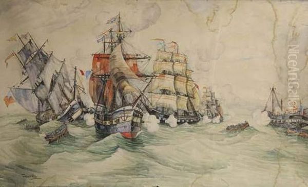 Combat Naval Au Xviieme Siecle - view 1