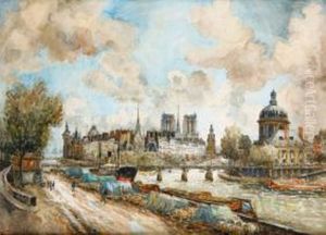 Paris, Les Quais, Vue De La Cite, Vers 1940. by Frank Will