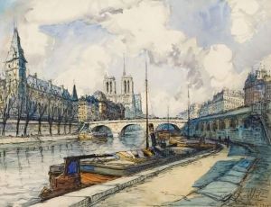 La Seine Vue De Notre Dame. by Frank Will