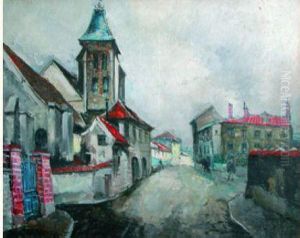 Promeneurs Dans La Rue De L'eglise Promeneurs Dans La Rue De L'eglise